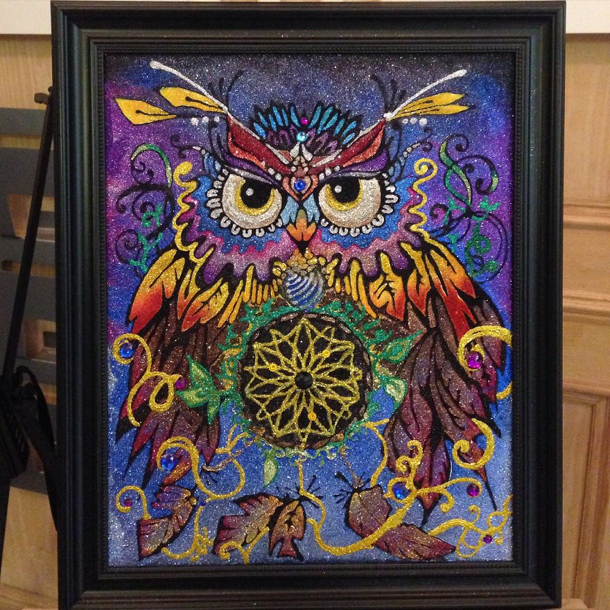 Toronto Artist Uses Only Glitter And Glue, To Make These Unique Dazzling Artworks!