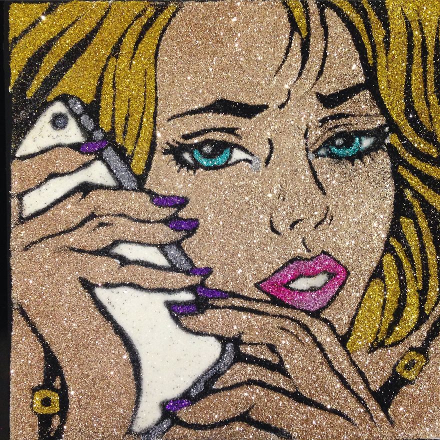 Toronto Artist Uses Only Glitter And Glue, To Make These Unique Dazzling Artworks!