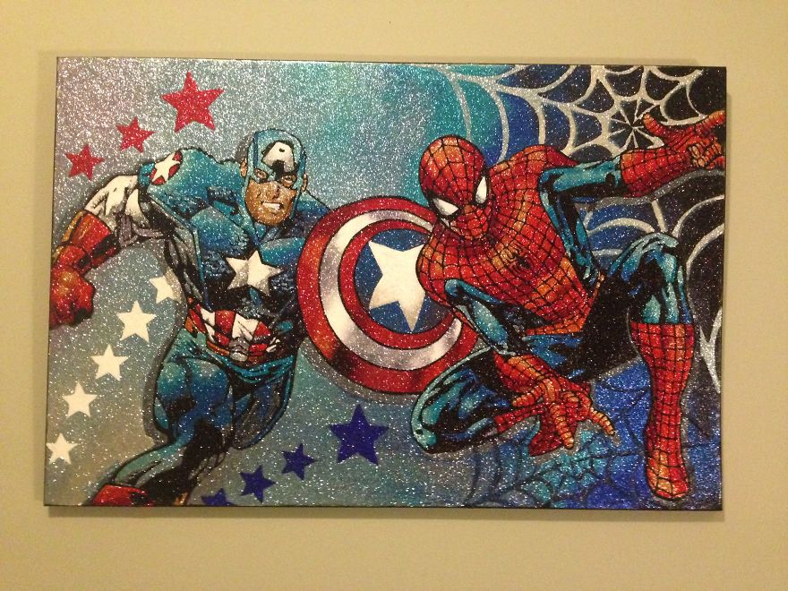 Toronto Artist Uses Only Glitter And Glue, To Make These Unique Dazzling Artworks!