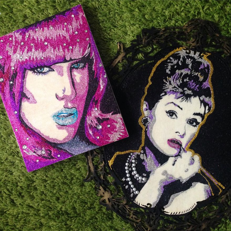 Toronto Artist Uses Only Glitter And Glue, To Make These Unique Dazzling Artworks!