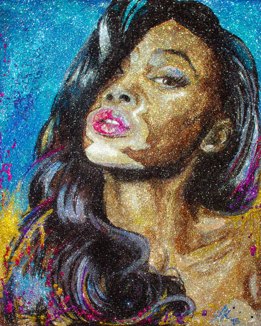 Toronto Artist Uses Only Glitter And Glue, To Make These Unique Dazzling Artworks!