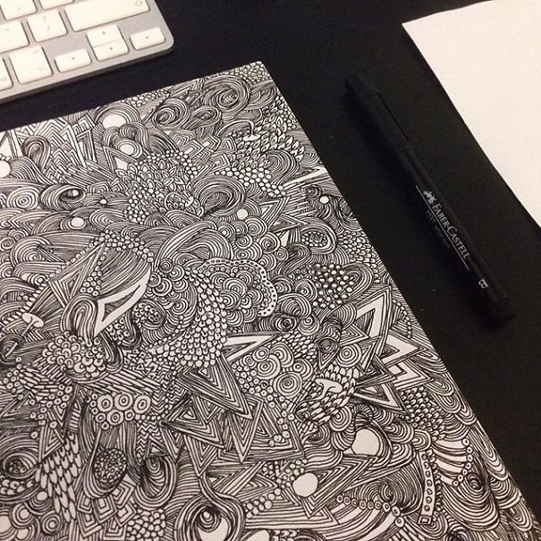 I Use Thousands Of Lines To Create Chaotic And Detailed Illustrations