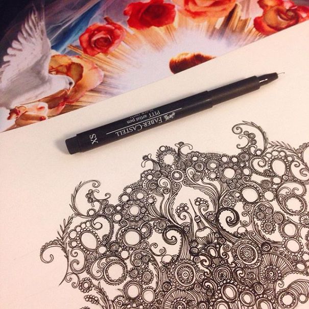 I Use Thousands Of Lines To Create Chaotic And Detailed Illustrations