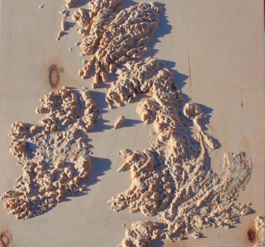 I'm Carving Maps In Wood Using Real Satellite Data