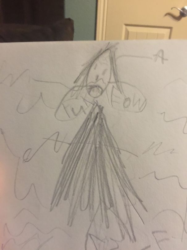 My Daughter Drew This Picture Of Me Smelling Her Feet Saying "yuck Pee-ew" Lol.