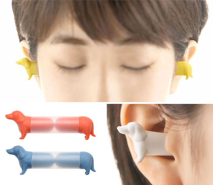 Dog-Shaped Earplugs That Look Like A Really Long Wiener Pup