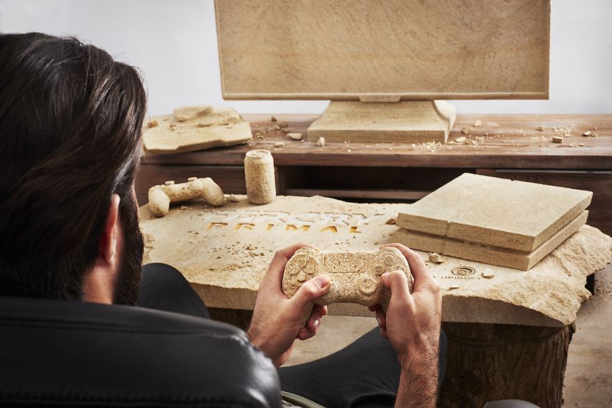 My Friend Lives As A Caveman Since He Carved His Living Room Furniture And Items From Stone