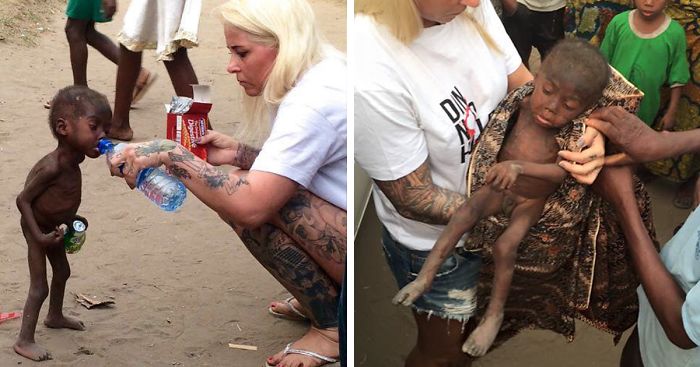 Heartbreaking Moment When A 2-Year-Old Left To Die Is Given Water In Nigeria