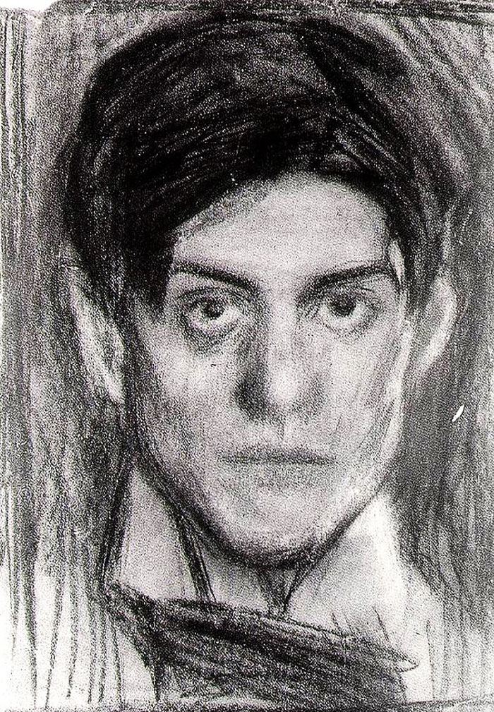 Charcoal self-portrait by Picasso at age 15, showcasing his early artistic skills and style. Charcoal self-portrait by Picasso at age 15, showcasing his early artistic skills and style.