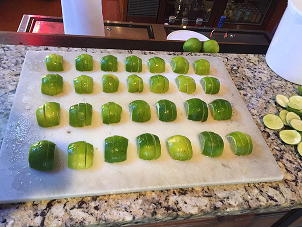 The Way The Bartender Cut The Limes At Work