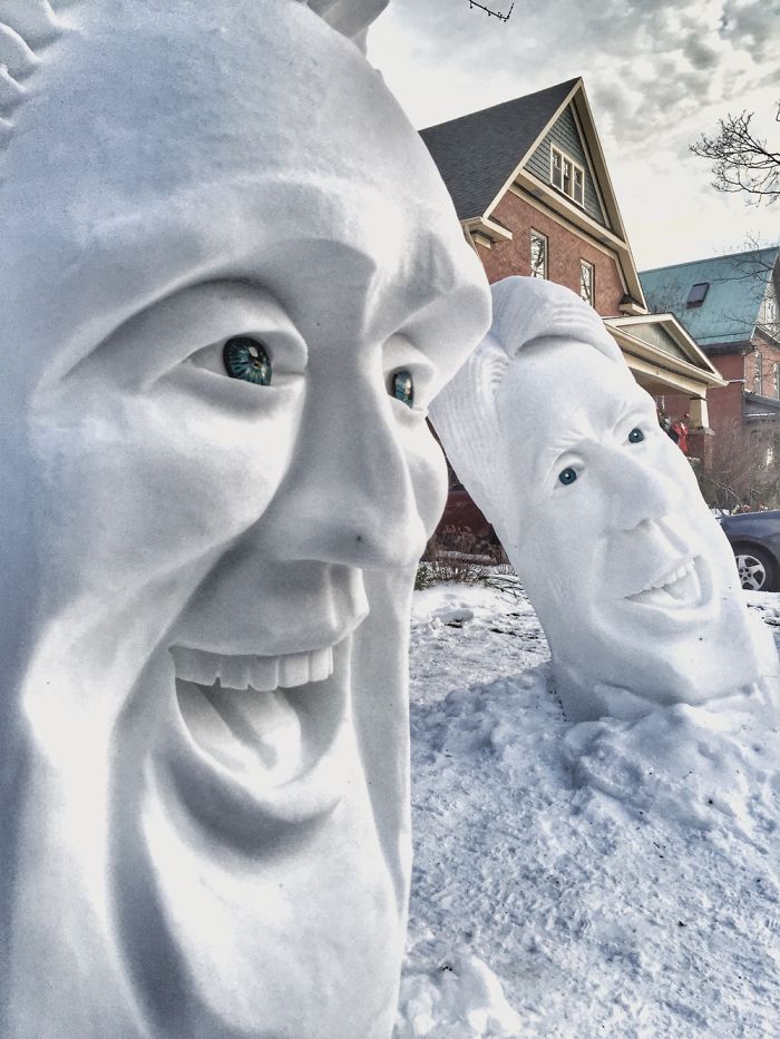 I Make 7-Feet Tall Snow Sculptures In My Front Yard I Make 7-Feet Tall Snow Sculptures In My Front Yard