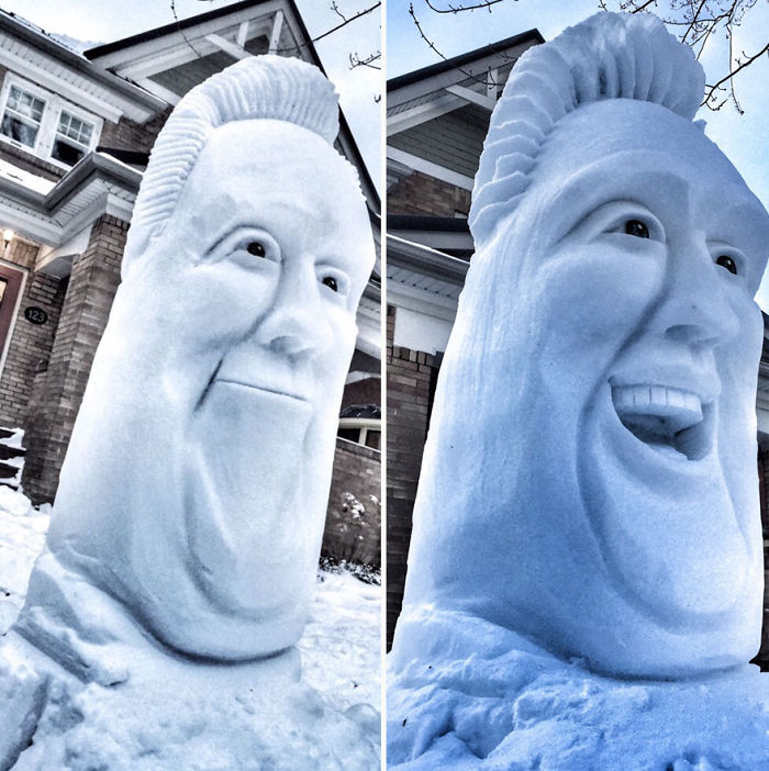 I Make 7-Feet Tall Snow Sculptures In My Front Yard