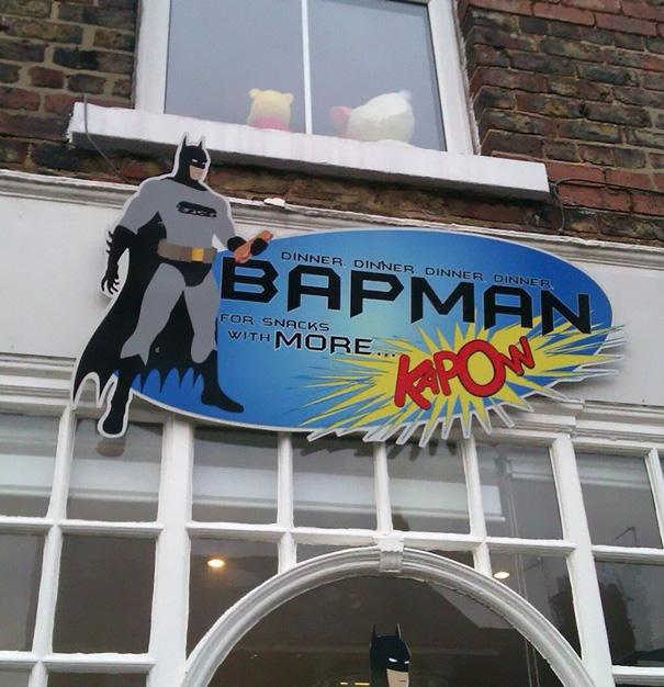 Snacks shop sign ‘BAPMAN’