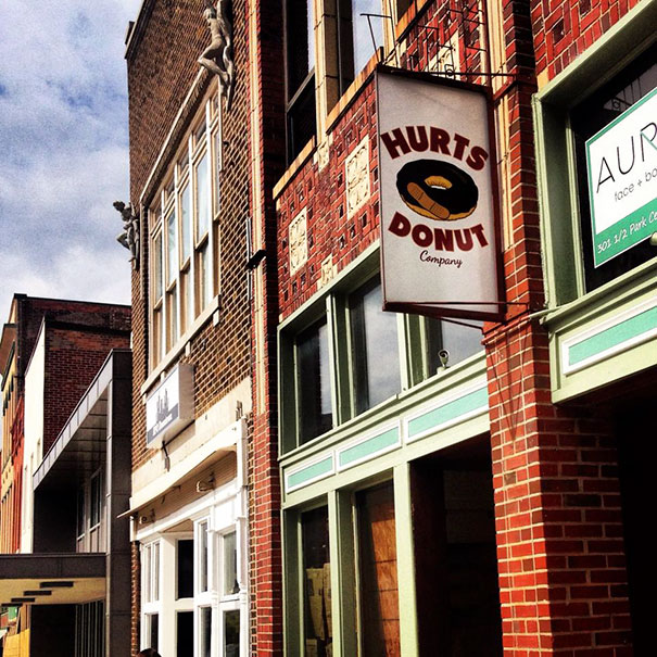 Donut shop sign ‘HURTS DONUT’