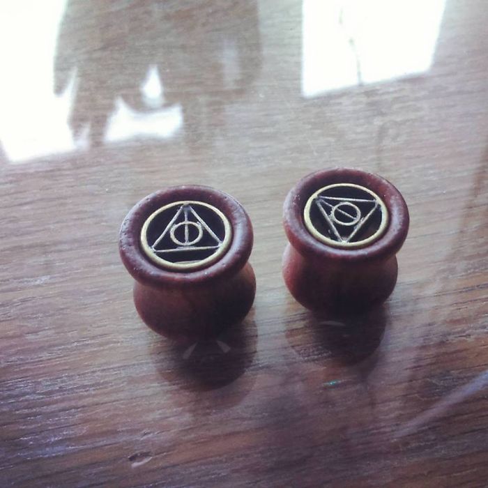 Deathly Hallows Tunnel Piercings