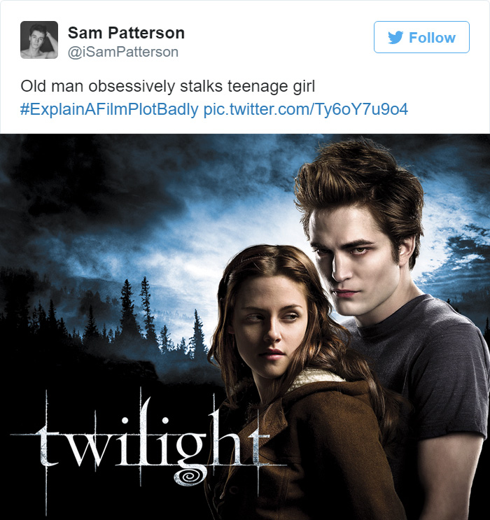 Tweet explaining Twilight with the movie poster 
