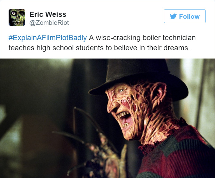 Tweet expalining Nightmare On Elm Street