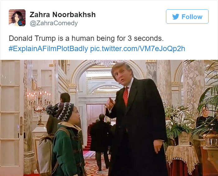 Tweet explaining Home Alone II, Kevin meeting Donald Trump