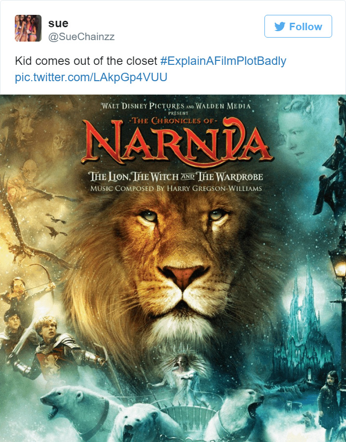 Tweet explaining The Chronicles of Narnia with the movie poster 