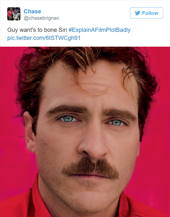 Tweet explaining Her with the movie poster 
