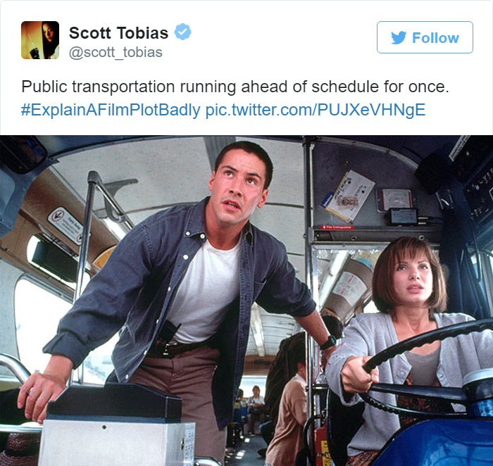 Tweet explaining Speed, screenshot from the movie 