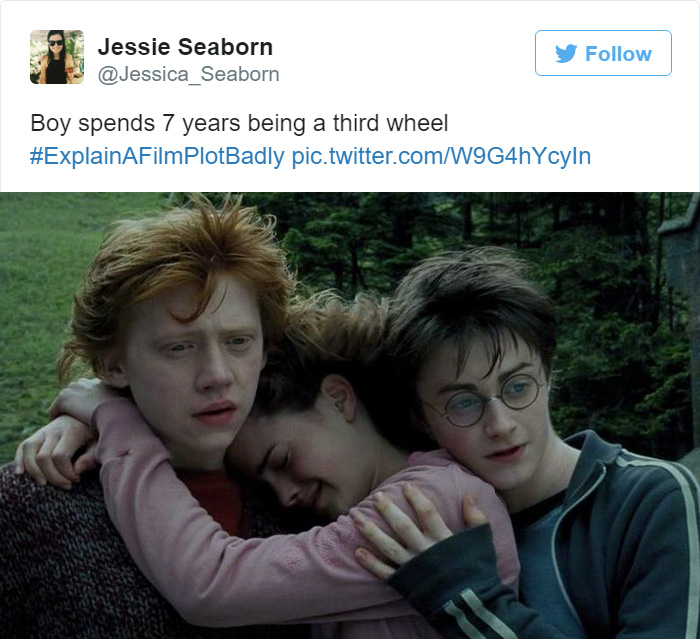 Tweet explaining Harry Potter with screencap from the movie 