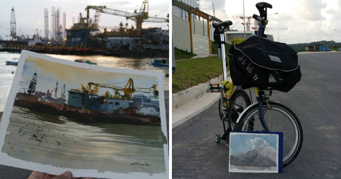 I Stop To Paint Sunsets While Cycling Back From Work