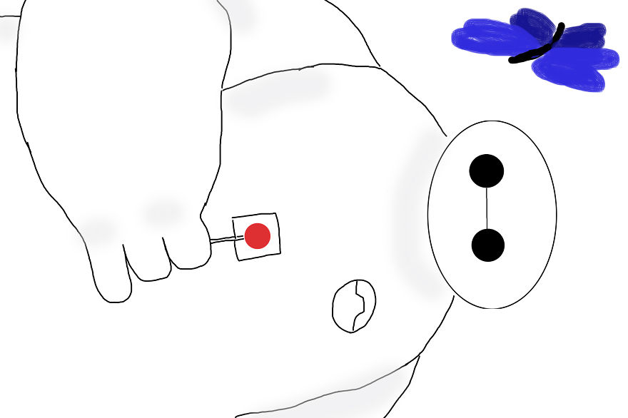 Baymax Fell Down While Catching A Butterfly