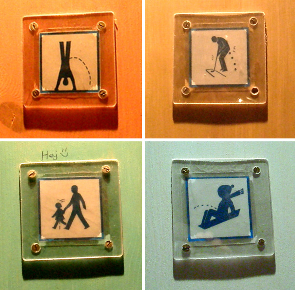 Public Unisex Restroom Signs At Tom Tits Science Park, Sodertalje, Sweden