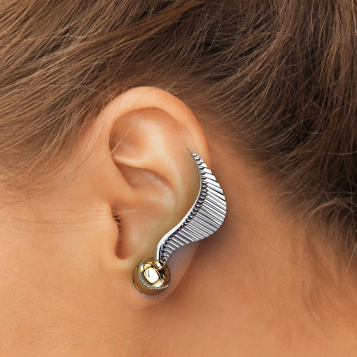 Golden Snitch Ear Climber Earrings