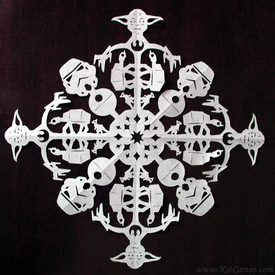 I Create Highly Detailed Pop Culture Themed Paper Cut Snowflakes