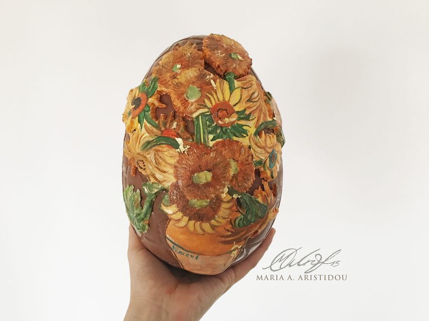 I Painted Van Gogh's Sunflowers For My Easter Chocolate Egg I Painted Van Gogh's Sunflowers For My Easter Chocolate Egg