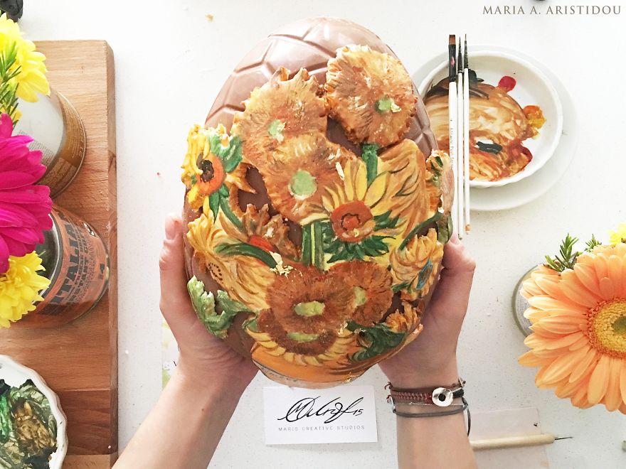 I Painted Van Gogh's Sunflowers For My Easter Chocolate Egg