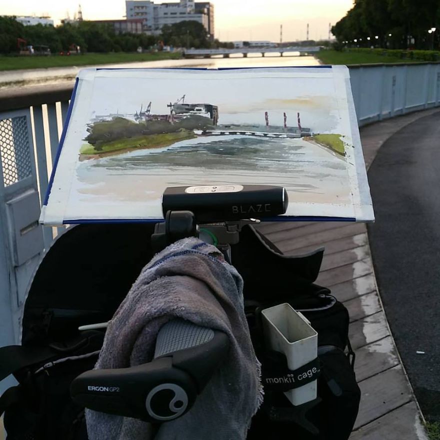 I Stop To Paint Sunsets While Cycling Back From Work I Stop To Paint Sunsets While Cycling Back From Work