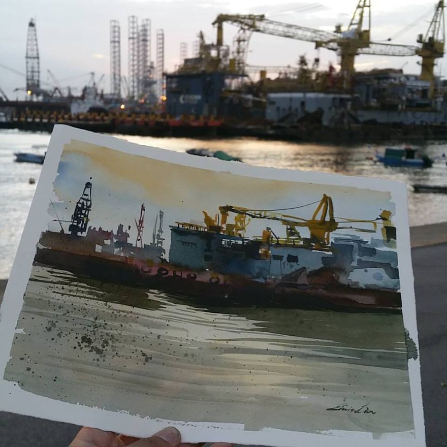 I Stop To Paint Sunsets While Cycling Back From Work I Stop To Paint Sunsets While Cycling Back From Work