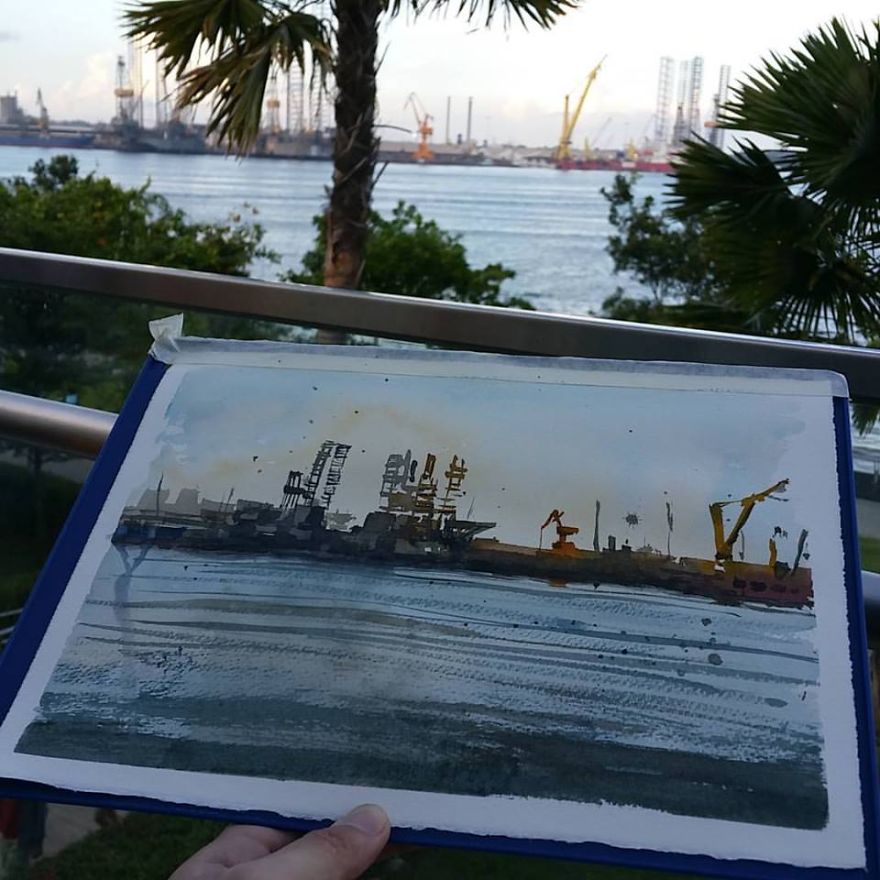 I Stop To Paint Sunsets While Cycling Back From Work I Stop To Paint Sunsets While Cycling Back From Work