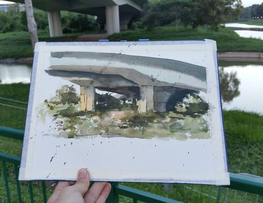 I Stop To Paint Sunsets While Cycling Back From Work