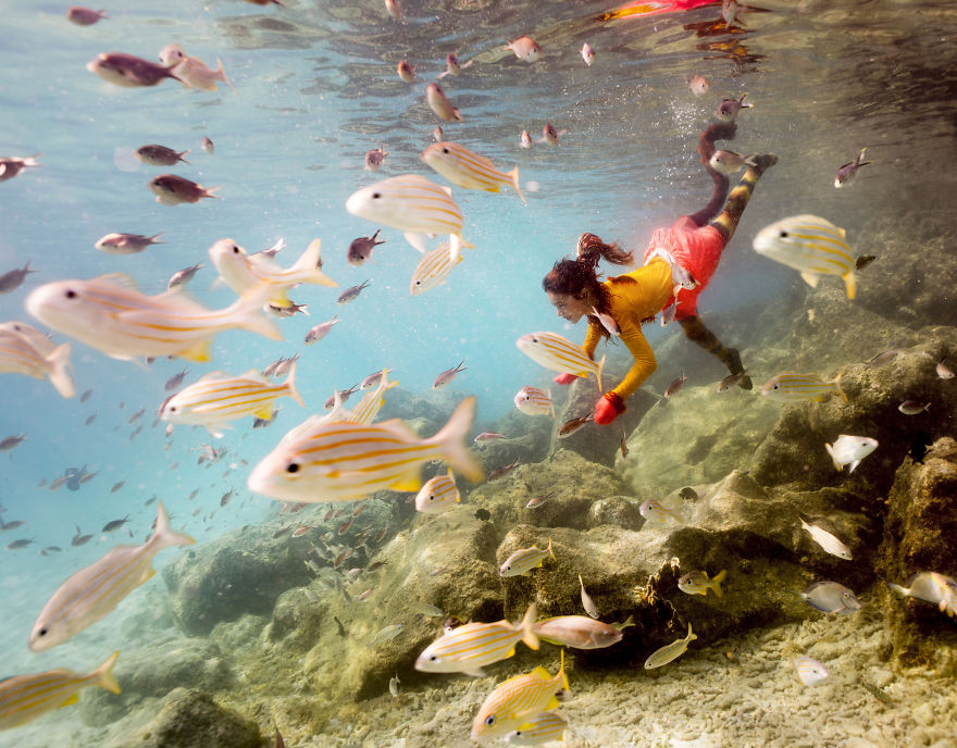 I Travelled To Bonaire Island And Photographed Local Children Underwater
