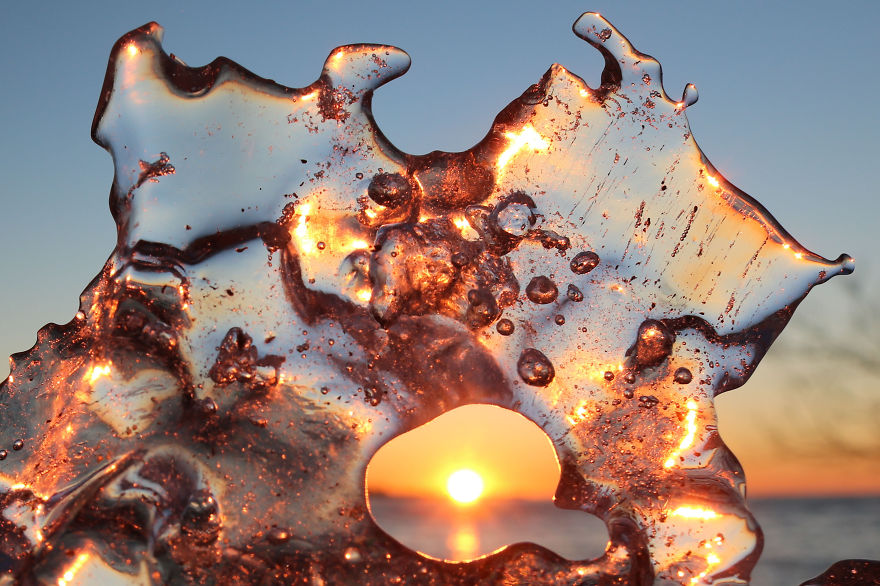 Ice At Sunset: The Warm Colors Of Winter