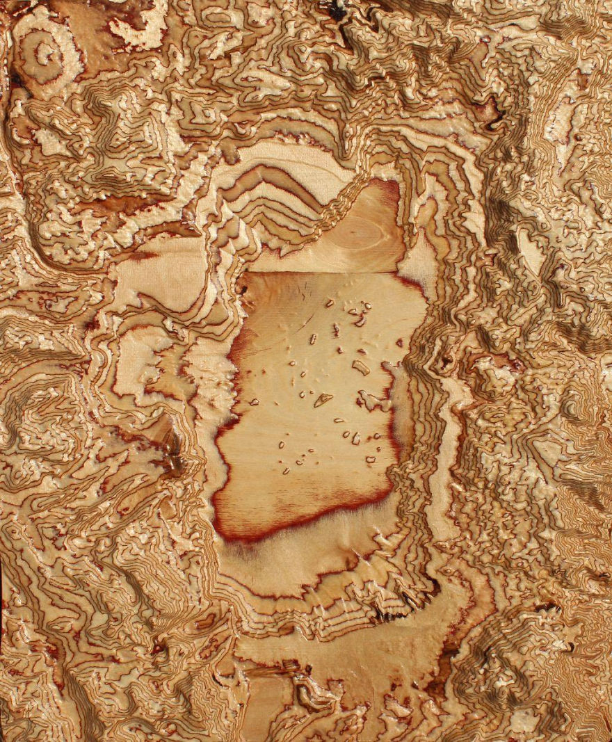 I'm Carving Maps In Wood Using Real Satellite Data