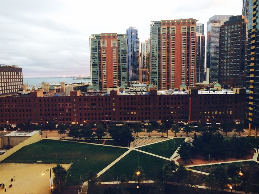 Chicago, Il - View Of Lake Michigan & Adler Observatory