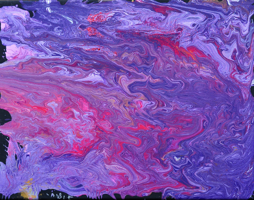 My 3-Year-Old Daughter Creates Paintings Of Galaxies Using Paint, Glitter And A Fork