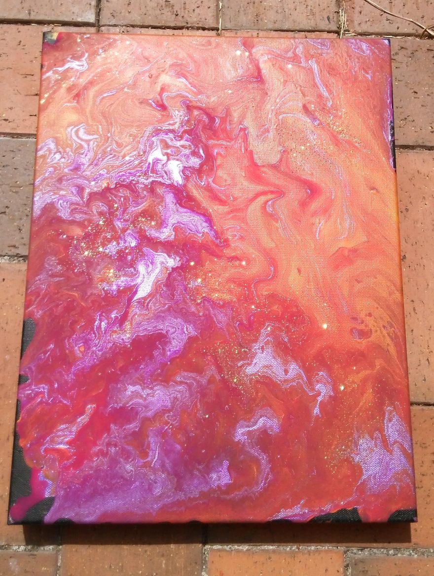 My 3-Year-Old Daughter Creates Paintings Of Galaxies Using Paint, Glitter And A Fork