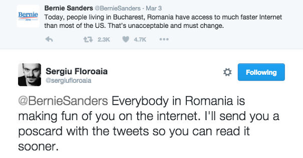 I'm A Romanian Comedian And Here's What I Replied To Bernie Sanders' Condescending Tweet