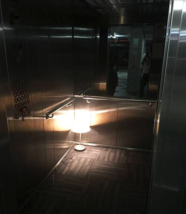 The Light In Our Building's Elevator Has Been Broken For A Few Days. Now Management's Finally