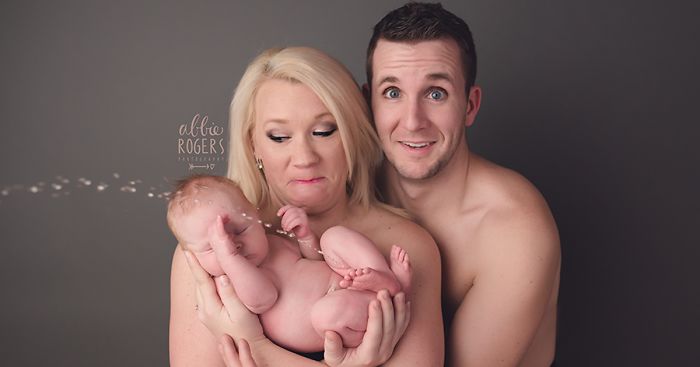 Unforgettable Moment Baby Interrupts Photoshoot With A Shower
