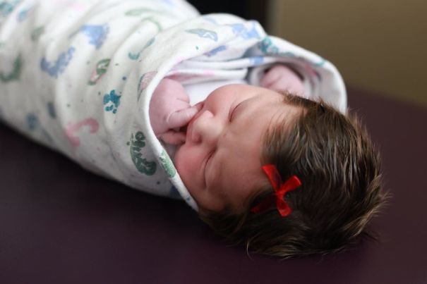 Our Daughter - 1 Day Old - She Came Out With Amazing And Frosted Tips