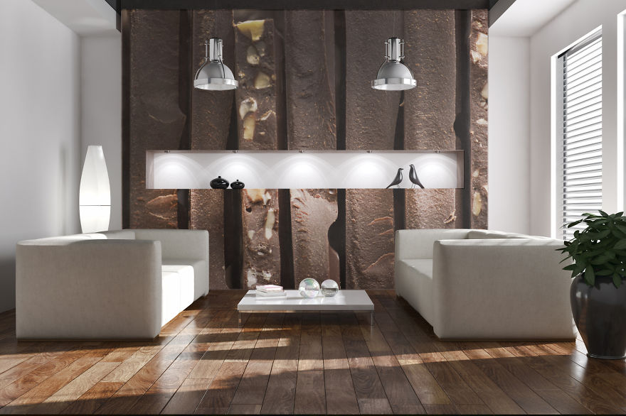 Wall Made Of A Chocolate Bar (with Nuts!)