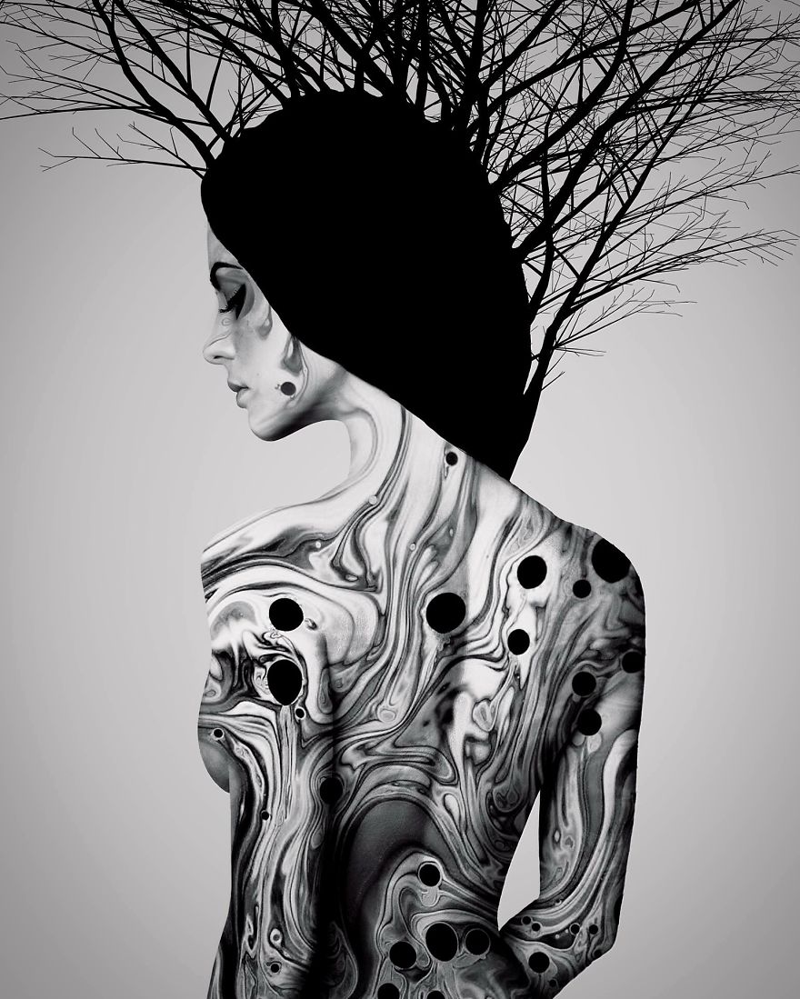 My Monochrome Illustrations Of Animals And Women