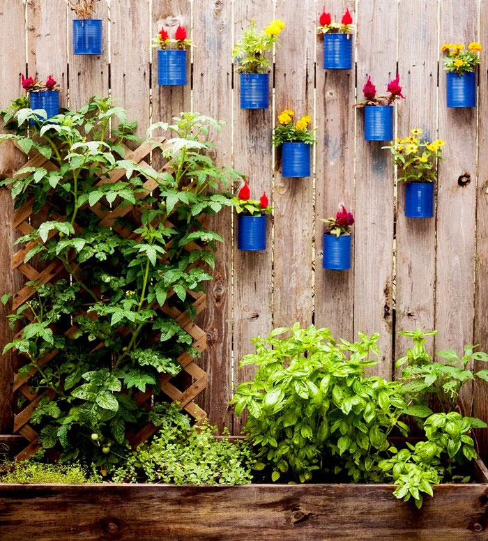 Tin Can Fence Decor